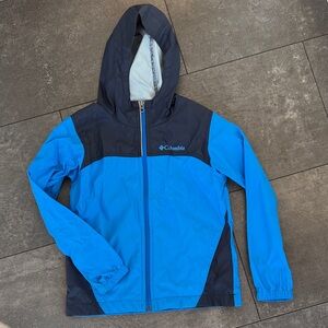 Columbia Youth Blue and Navy Hooded Rain Jacket
